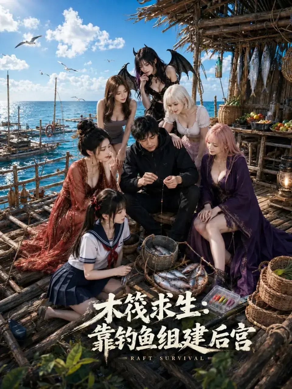 木筏求生：靠钓鱼组建后宫封面背景